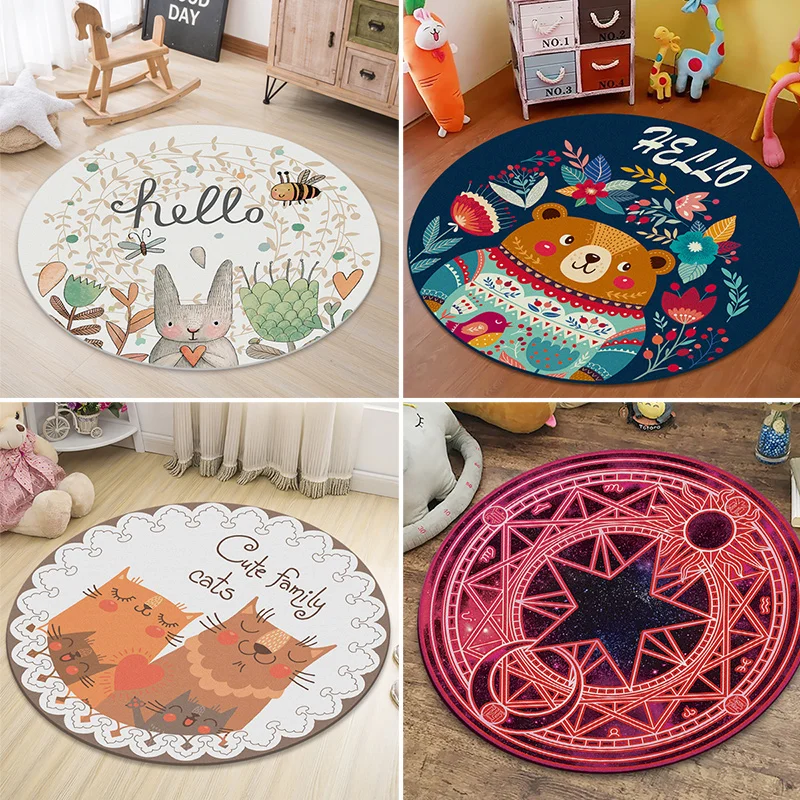

Lemon tree round carpet Nordic non-slip door living room bedroom home study bedside mat computer Carpet