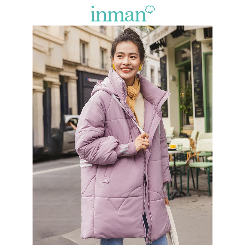 

INMAN Winter Casual Hooded Stand up Collar Solid All Matched Fashion Warm Women Cotton-Padded Coat