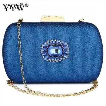 

Rhinestone Sequined Purse Evening Clutch Bags 2019 New Blue High Quality Clutches With Party/Night/Wedding/Crystal Prom Clutch