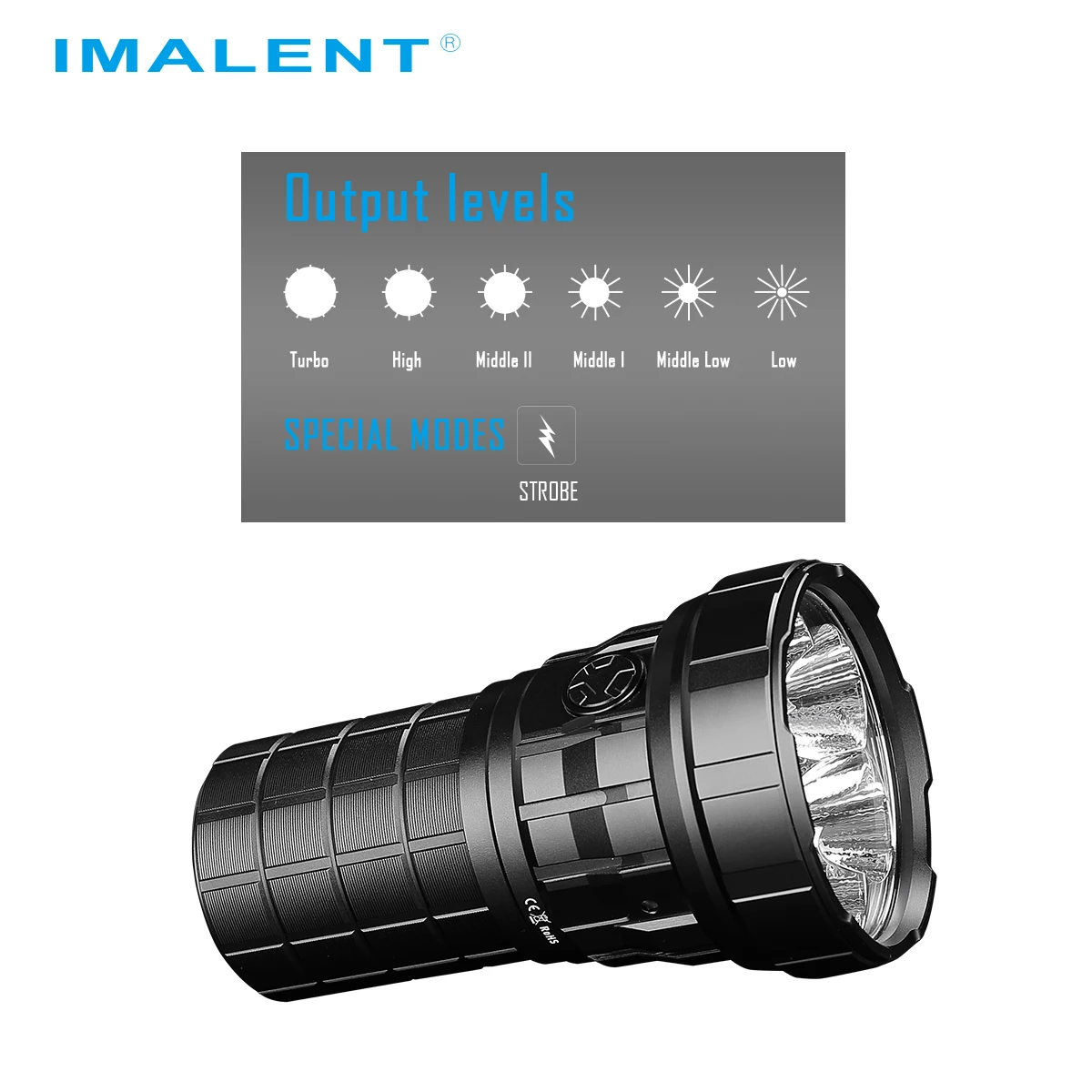 IMALENT R60C Rechargeable LED Flashlight 18000LM Powerful Searching Light Waterproof with 21700 Battery for Caving Patrolling