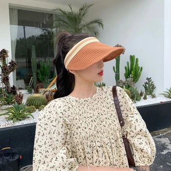 

Hat female breathable empty top hat female summer sunscreen sun hat seaside vacation beach hat