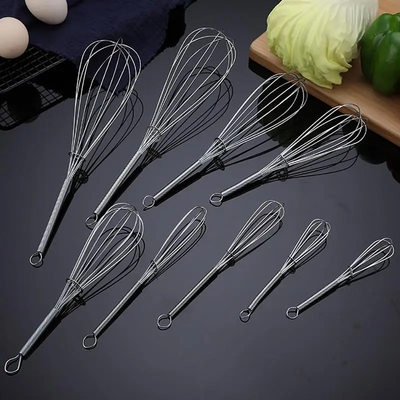 Kitchen Whisk Iron Manual Easy To Grip Balloon Egg Beater Mini Stainless Steel Small Mixer Cooking Tools | Дом и сад