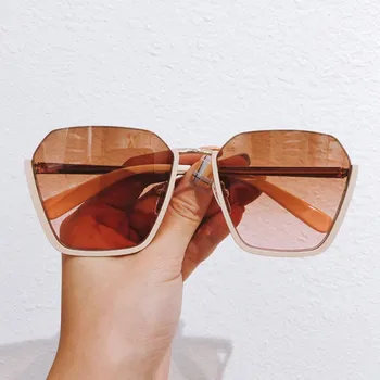

Half Frame Women Square Sunglasses Designer Fashion Ladies Mirror Shades UV400 with Packing Box