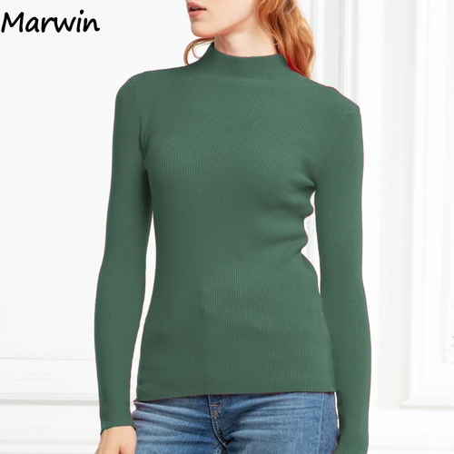 Marwin New-coming 가을 겨울 탑 풀 여성용 터틀넥 풀오버 스웨터 긴 소매 슬림 오버 사이즈 한국 여성용 스웨터 2