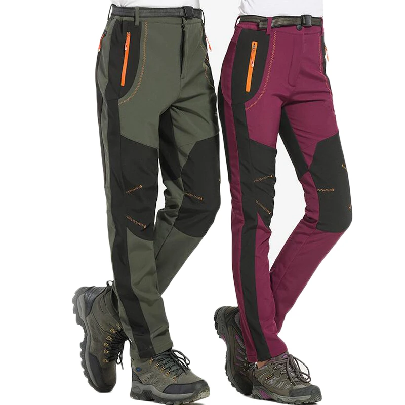 Pantalones gruesos y cálidos de forro polar para hombre y mujer, ropa a prueba de viento para exteriores, pesca, Camping, escalada, 5XL _ - Mobile