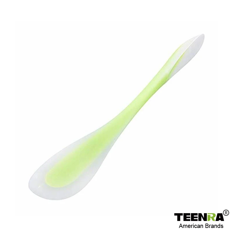 TEENRA Двойная силиконовая лопаточка, ложка, антипригарная лопаточка для кондитерских изделий, скребок для крема, сливочного масла, скребок для торта, кухонные принадлежности для выпечки - Цвет: Green