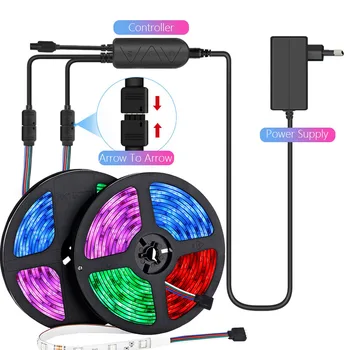 

LED Strip Light Smart LED Lights 5050 RGB Tape Bluetooth LED Strip 5M 10M 12v Ambilight Works With Alexa, Google