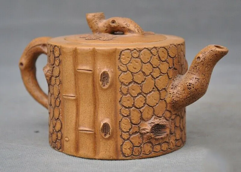

wedding decoration Old Chinese Yixing zisha pottery Hand-carved pine Tree root Teapot pot Tea Maker