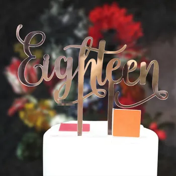 

Mirror Rose Gold Eighteen 18th Birthday Party Cake Topper Unique Kids 18 Years Old Birthday Cake Decoration Party Gifts Supplies