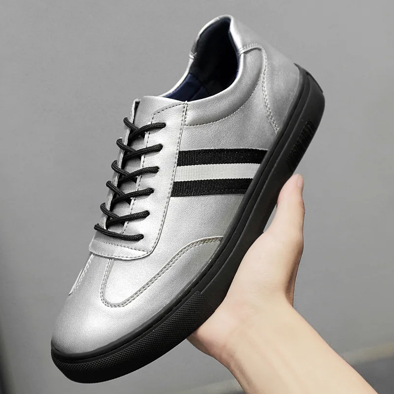 

Spring Autumn New Leather Men's Casual Shoes, Comfortable and Breathable Wearable Lightweight Wild Trend Casual Sports Boy Shoes