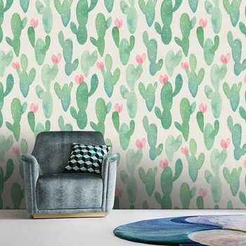 

Peel And Stick Wallpaper Green/Pink Cactus Waterproof Vinyl Self Adhesive Wallpaper Prepasted Paper Decorative home decor