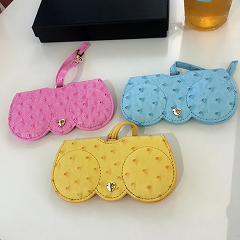 

Ostrich Pattern PU Leather Glasses Bag Multi-function Eyeglasses Case Cover Women Sunglasses Storage Protection Ins Eyewear Bags