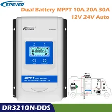 Epever duoracer mppt 10a 20a 30a carregador solar e controlador de descarregador 12v 24v regulador de bateria dupla automóvel para rv camper barco