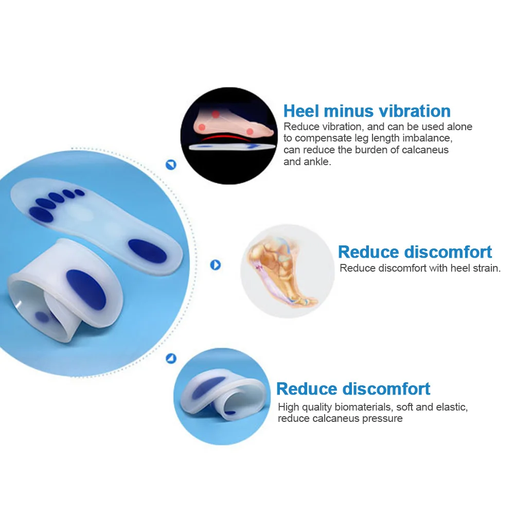 1 пара, облегчающая боль, мягкая, силиконовая, дышащая, замена, унисекс, амортизация, стелька для ног, полная длина, подушка для ходьбы
