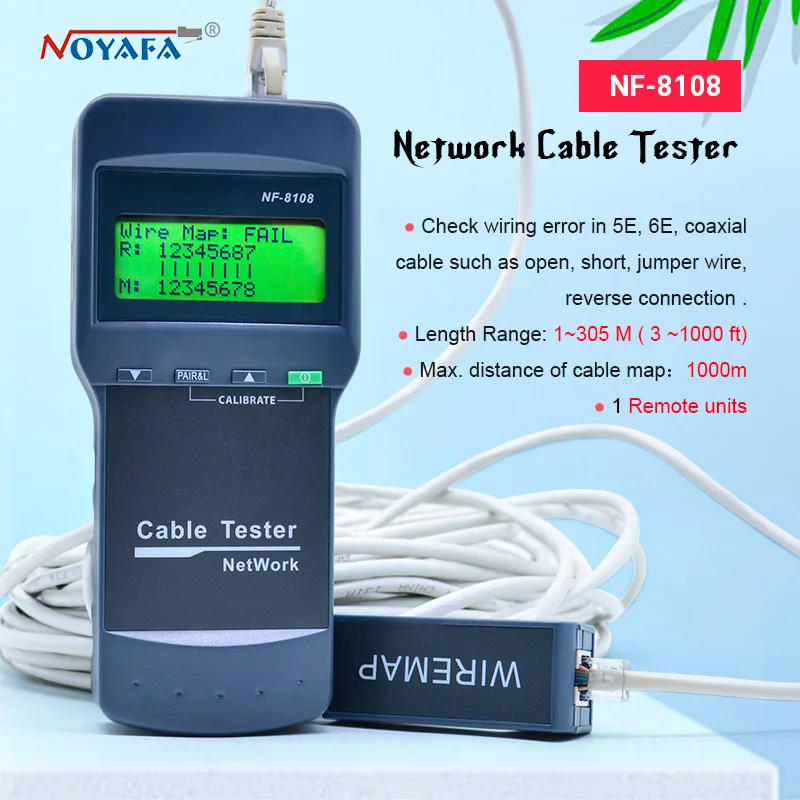Высокое качество NOYAFA NF 8108A сетевой тестер Длина Кабеля Тестер точки останова