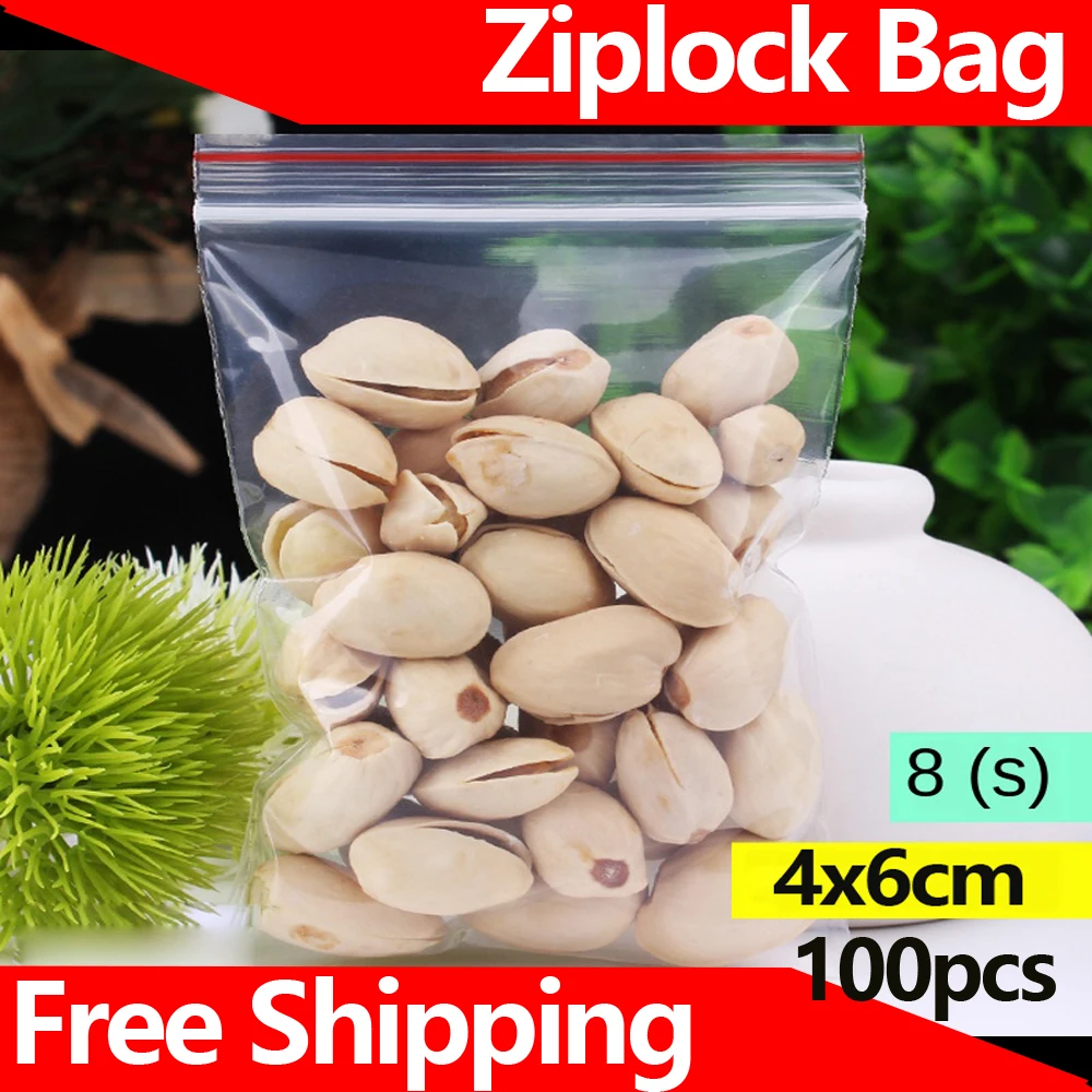 Прозрачный пластиковый пакет с застежкой молнией упаковочный 4x6 см 0 08 мм