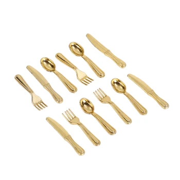 

2019 new 1:12 Dollhouse Metal Cooking Tool Fork Spoon Silverware Kitchen Tableware Toy