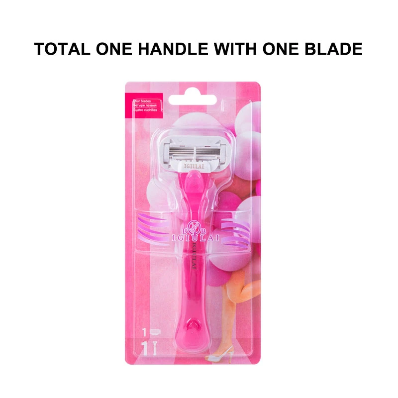 1 Handle 1 Blade IGIULAI бритва для бритья для женщин ручная 4 слоя лезвия из нержавеющей стали сменные головки для безопасного ухода за телом женщин - Цвет: 1 Handle 1 Blade