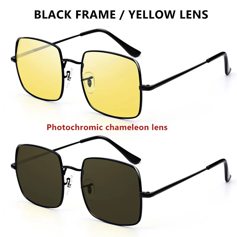 Модные фиолетовые синие фотохромные солнцезащитные очки для женщин UV400 женские солнцезащитные очки для вождения - Цвет линз: Black-yellow