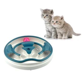 

Cat Training Puzzle Toy For Cat Toy Automatic Rotating Rolling Sound Ball Cat Play Teaser Plate Flashing Track Turntable Toy