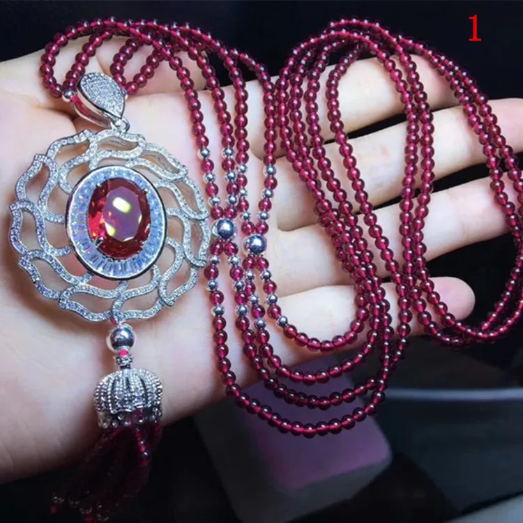 

Garnet Sweater Chain Fashion Crystal DIY Accessories 7A Natural Wine Red Garnet Sweater Chain