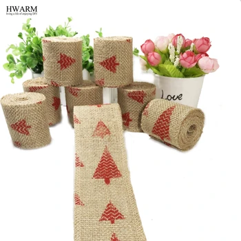 

12pcs 6cm Redwood Xmas Tree Linen Lace Fabric Ribbon DIY Handmade Wedding Christmas Trim Decoration For Home Party Favors GIFT