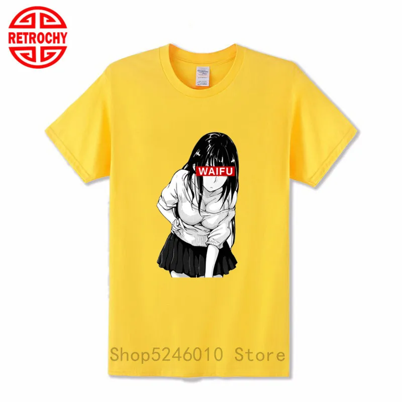 Футболка мужская с круглым вырезом 100% хлопок принтом аниме Ahegao Waifu | Мужская