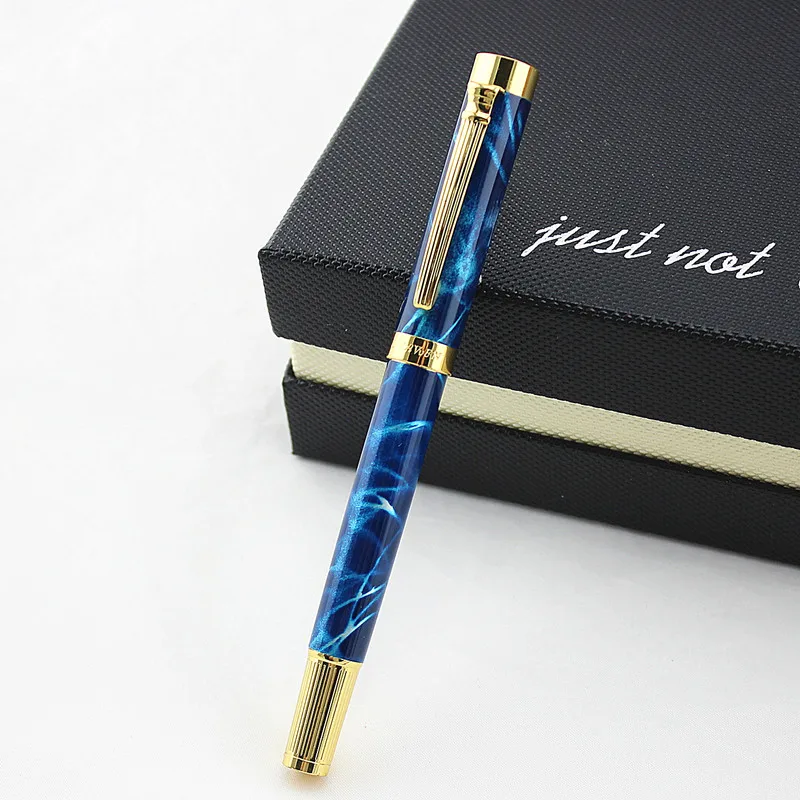 

High Quality DIKA WEN Cute Blue Marble 0.5mm Nib Metal Writing fountain Pens Business office Supplies ink pens Student gift