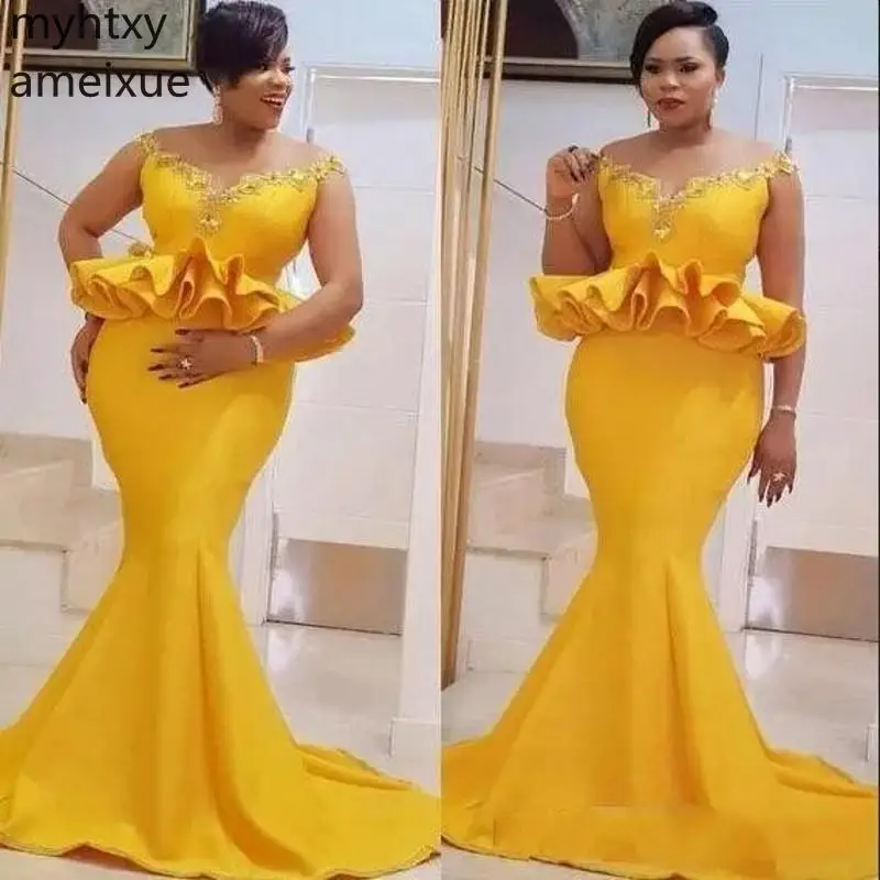 Горячая vestido de festa желтое вечернее платье на заказ для женщин плюс размер длинные платья Русалка Abendkleider Abiye Robe Soiree