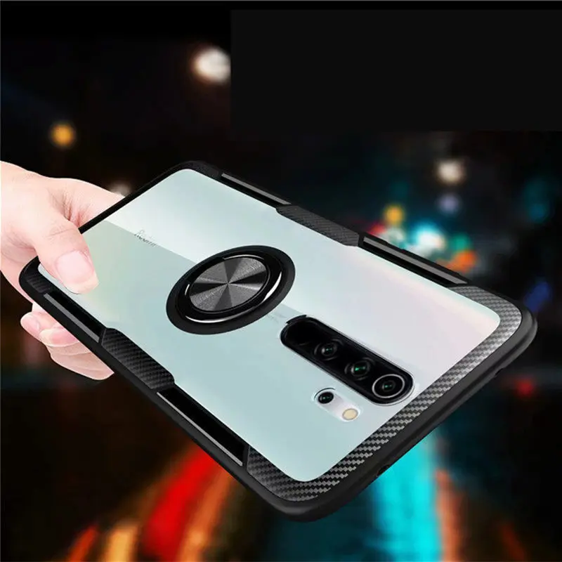 Роскошный защитный чехол с кольцом для Xiaomi Redmi Note 8 pro 7 прозрачный из