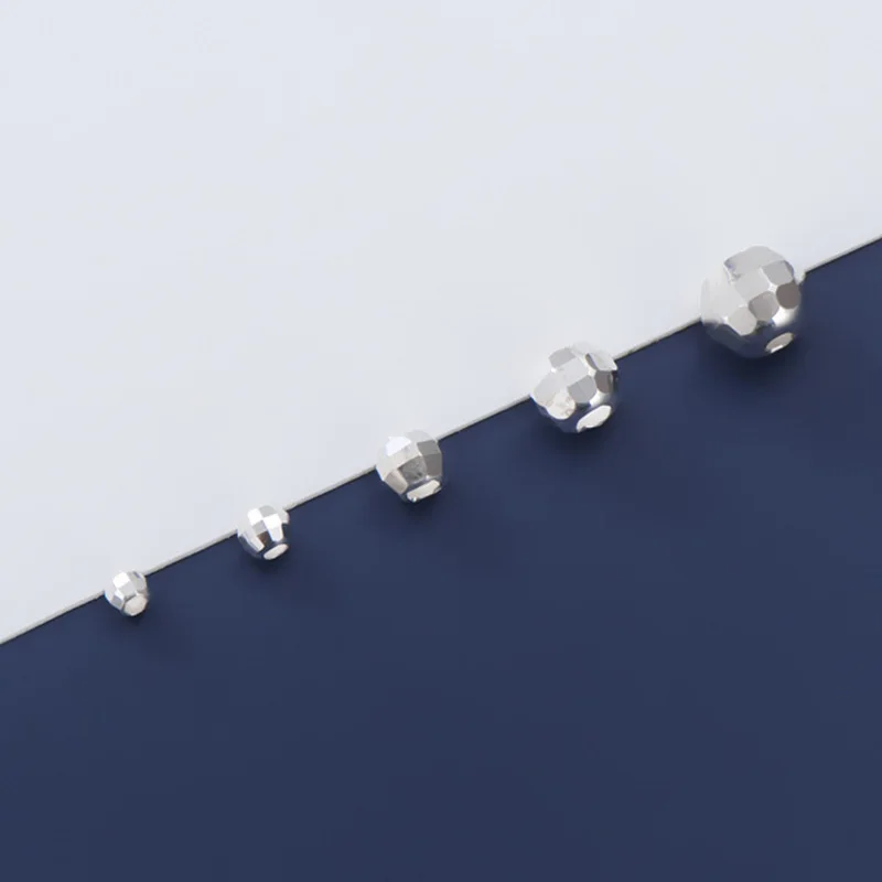 

2pcs/lot 925 Sterling Silver Laser Faceted Loose Beads 2.5 3 4 5 6mm Multi Size Handmade Silver Space Beads DIY Fancy Jewelrys