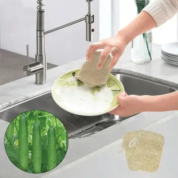 

4PCs 100% Natural Biodegradable Bath Exfoliating Loofah Sponge Pads Natural Dish Luffa kitchen Cleaning Loofah Sponge