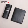 AETOO Wallet Men's Short Leather Top Layer Leather Slim Mini Wallet women's Vertical Student Manual Wallet Soft Leather ► Photo 2/6