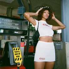 

Macheda Spring Autumn Fashion 2 Piece Outfits Women Short Sleeve Casual Matching Sets White Cropped T shiirt And Skirt Set 2020