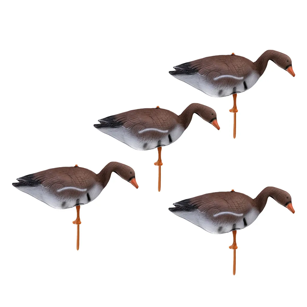 4Pcs Life Size Brown Swan Decoy Pond Decoration Scarecrow Floating Hunting Decoys
