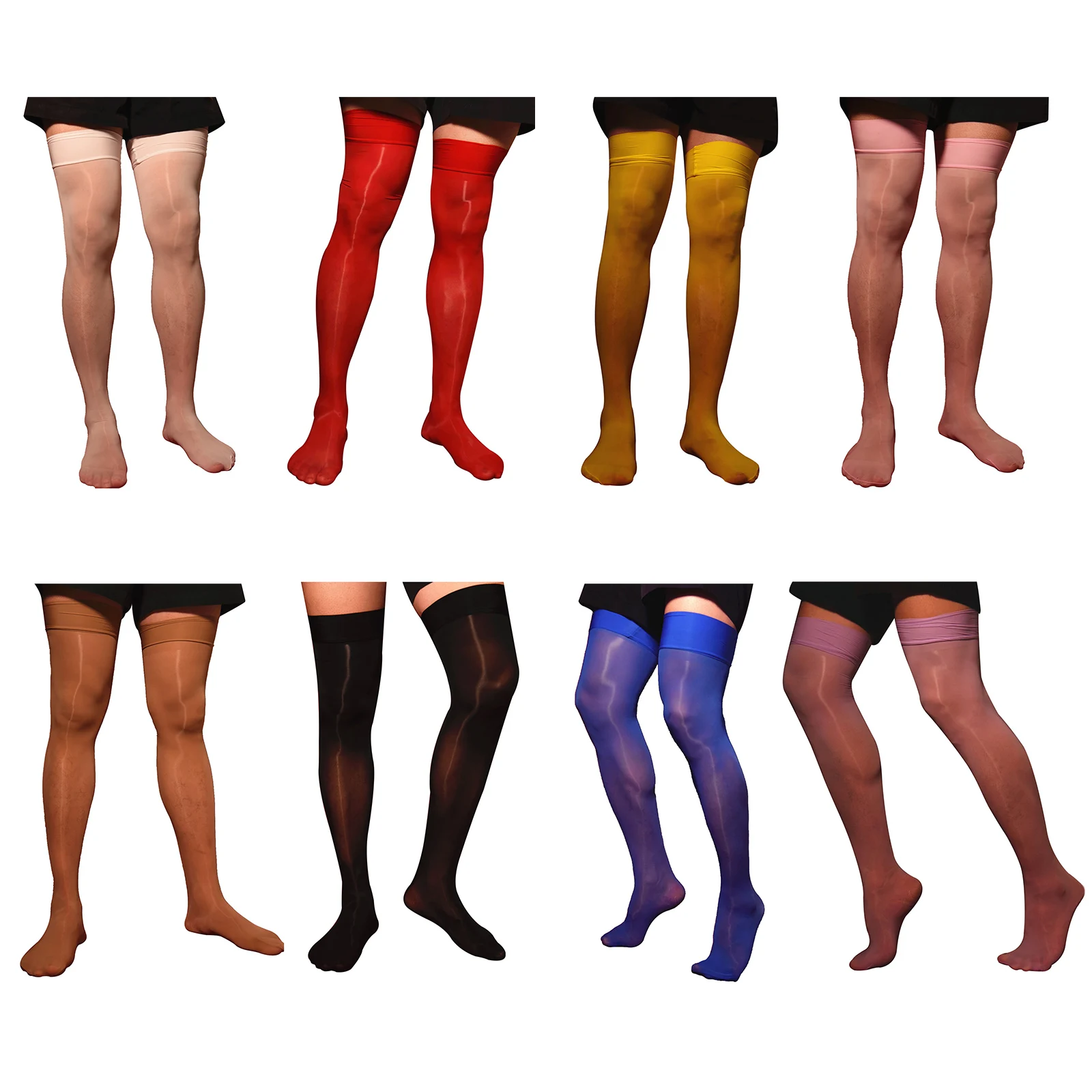 Men Stockings Mens Glossy Stockings Lingerie Nightwear Exotic Socks See-through Thin Shiny Stretchy Sheer Thigh High Socks For Club Pole Dance