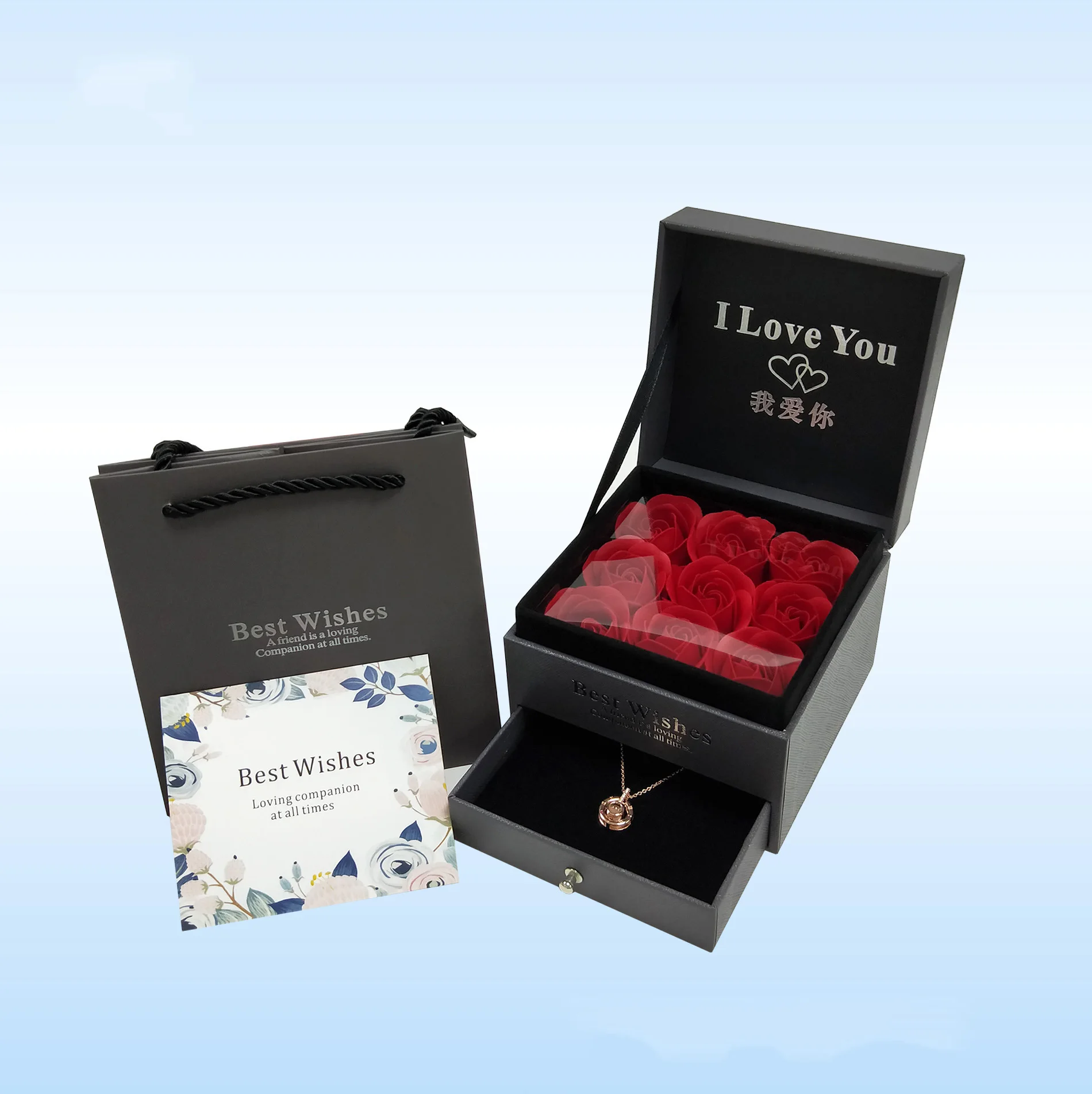 

5-color Jewelry Box Valentine's Day Soap Eternal Rose Gift Box Gift Necklace Ring Earrings Lipstick Jewelry Gift Box