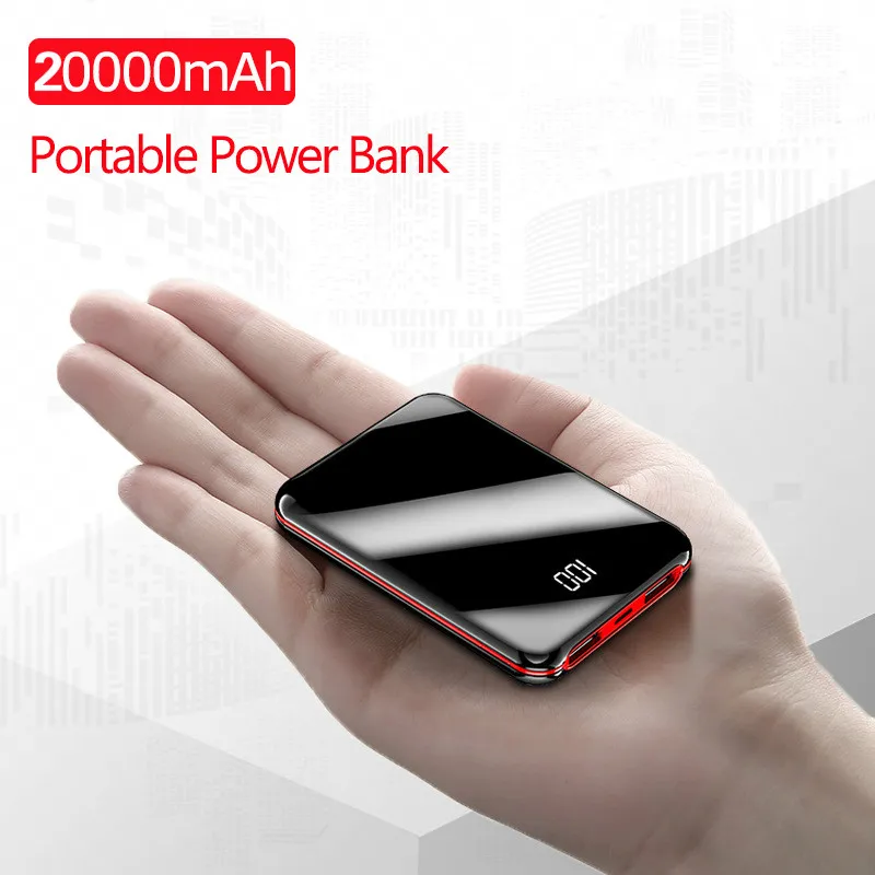 

Mini Power Bank 20000mAh Powerbank Pover Bank Charger 2 USB Ports External Battery Poverbank Portable For IPhone 8 Xs Xiaomi