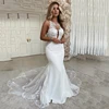 LORIE Sexy Mermaid Wedding Dresses 2022 Scoop neck  Lace Appliques Bridde Dress Open Back Country Bridal Gown Vestido de novie ► Photo 1/6