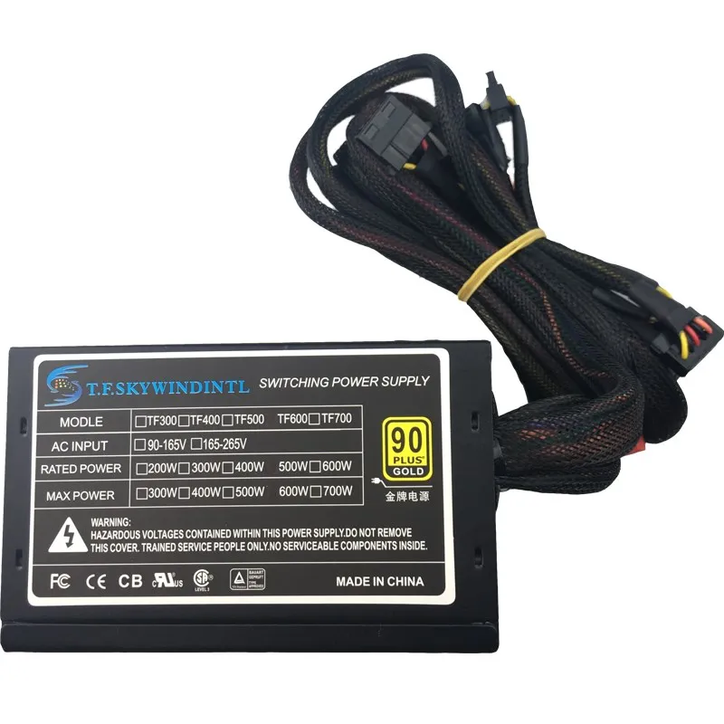 Настоящий блок питания 600 Вт для ПК ATX PSU PFC тихий вентилятор 24pin 12В компьютер SATA