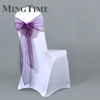 25pcs 275cm Sheer Organza Chair Sashes Band Ribbon Belt Bow Cover Rustic Wedding Party Birthday Banquet Ceremony Decoration 5