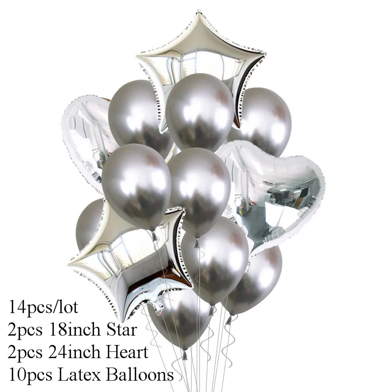 14pcs style2 Joy-Enlife 14 шт Сердце Звезда Золотой воздушный шар "Конфетти" с днем рождения розовые синие шары детский душ шары для свадебного декора - Цвет: 14pcs style2