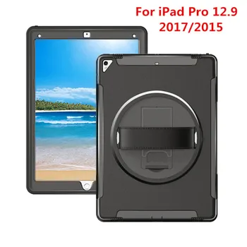 

KQJYS Tablet Hand Strap Case For Apple iPad Pro 12.9 inch 2017 2015 Heavy Duty Kickstand Holder Cover Shockproof Armor Case