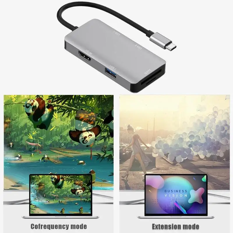 Type C до 2 портов USB 3,0 концентратор TF кард-ридер HDMI 4K PD адаптер для MacBook мобильный телефон, ноутбук проекторы ТВ адаптер