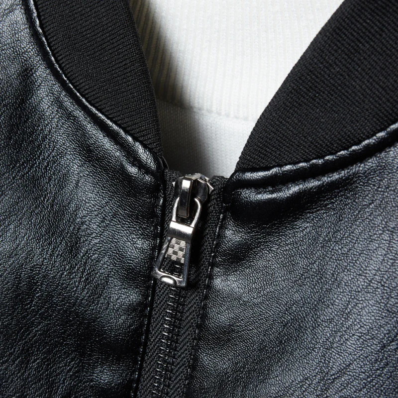 Мужская кожаная куртка, Мужская куртка со стоячим воротником, весенне-осенняя Повседневная тонкая куртка из искусственной кожи на молнии, 8XL, мужские байкерские пальто, верхняя одежда