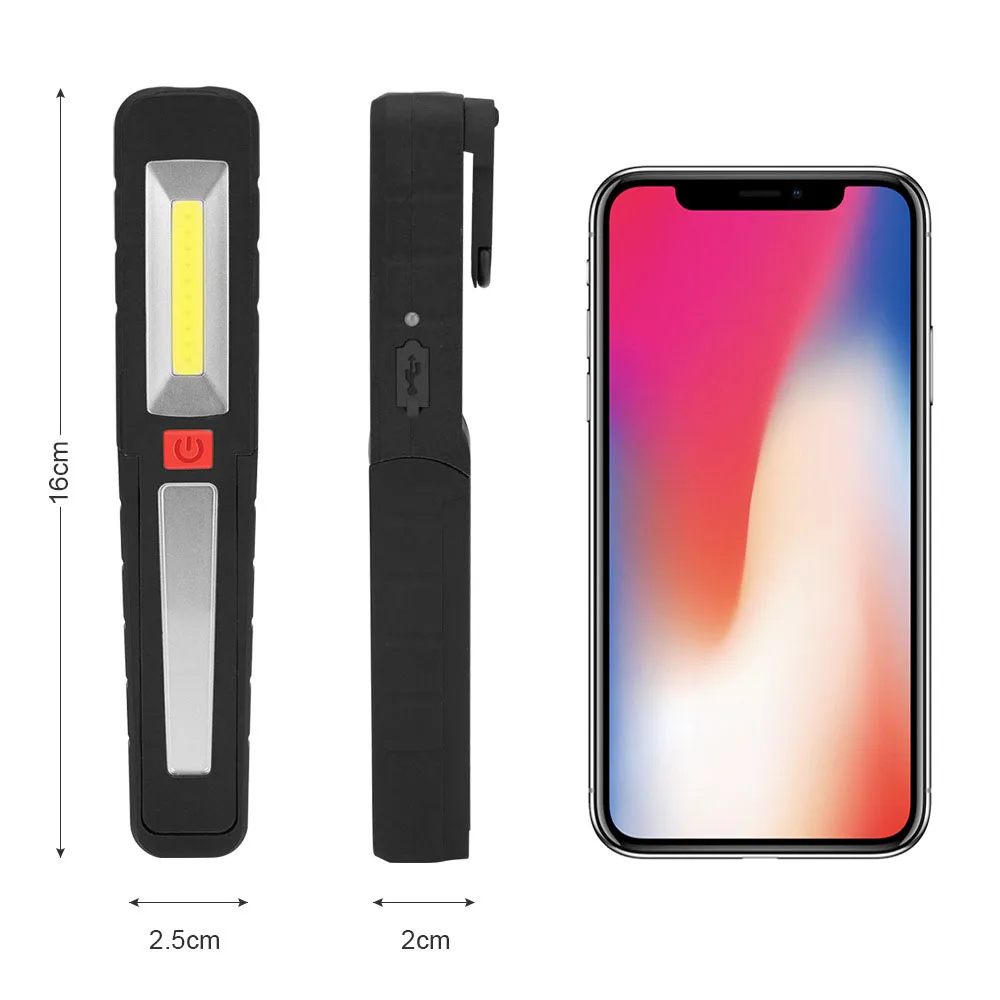 2 In 1 Chargeable Flashlight Floodlight 3 Mode COB LED Hand Torch Camping Magnetic Work Light Inspection Repairing Lamp Lantern