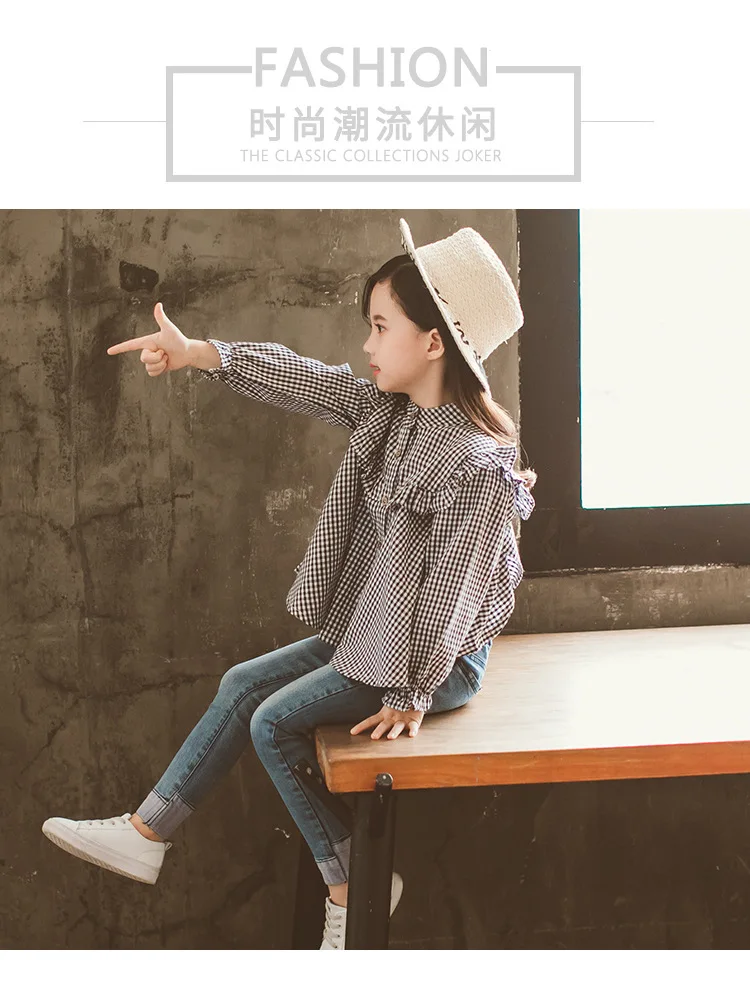 Детская одежда; Новинка года; детская рубашка в Корейском стиле; осенняя одежда для девочек; рубашка; детская рубашка в клетку для девочек