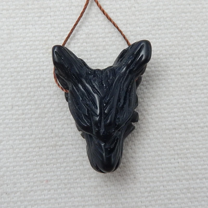

New Design Natural Stones Obsidian Handmade Animal Wolf Head Fashion Pendant 27x20x10mm 4.3g