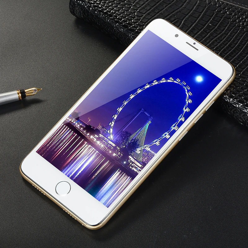 Разблокированный 7Plus Android смартфон с мировым языком 5," дюймовый смарт-мобильный телефон с функцией распознавания лица google Play бесплатно 3,5 мм наушники в подарок - Цвет: golden