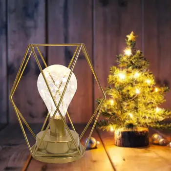 

Modern Wrought Iron LED Desk Lamp Geometric Shape Bedside Night Light Pendulum Modeling Light Decor Night Light